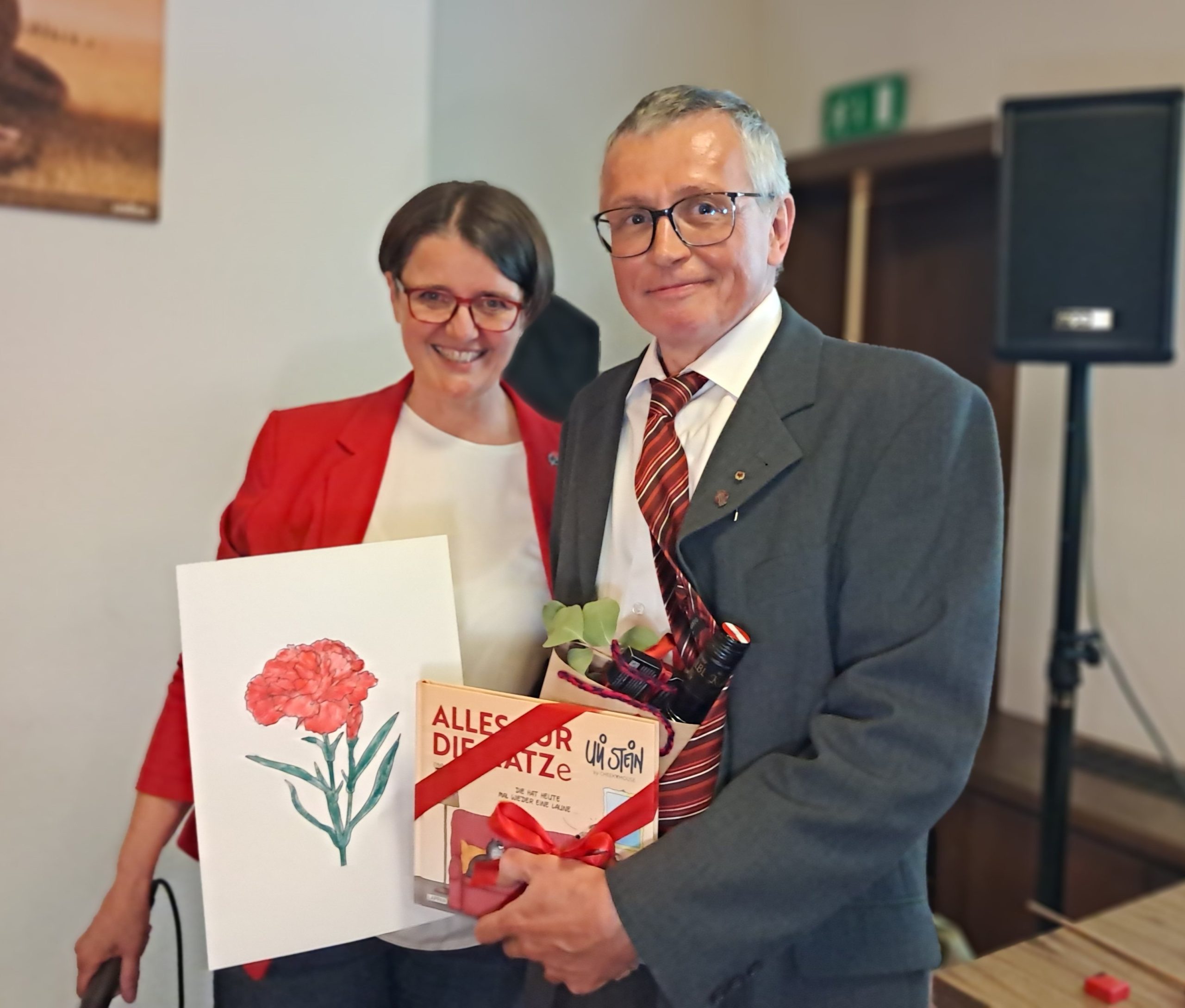 Die neue Statdparteivorsitzende Regina Penninger und ihr Vorgänger Martin Seidl